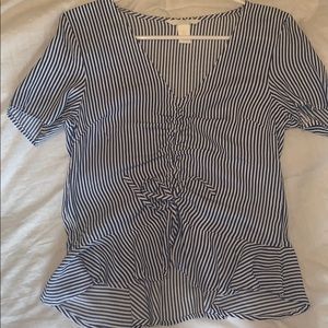 H&M blue and white striped blouse